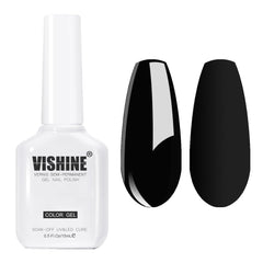 Vishine bottle front view showing sleek black polish and brand clarity