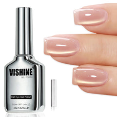 Vishine bottle front view showing gold cat eye polish and glossy finish benefit