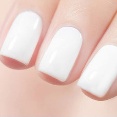 Vishine brush stroke of white gel polish demonstrating smooth coverage