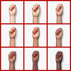 Vishine red 1343 swatch on nails demonstrating glossy finish and long-lasting wear