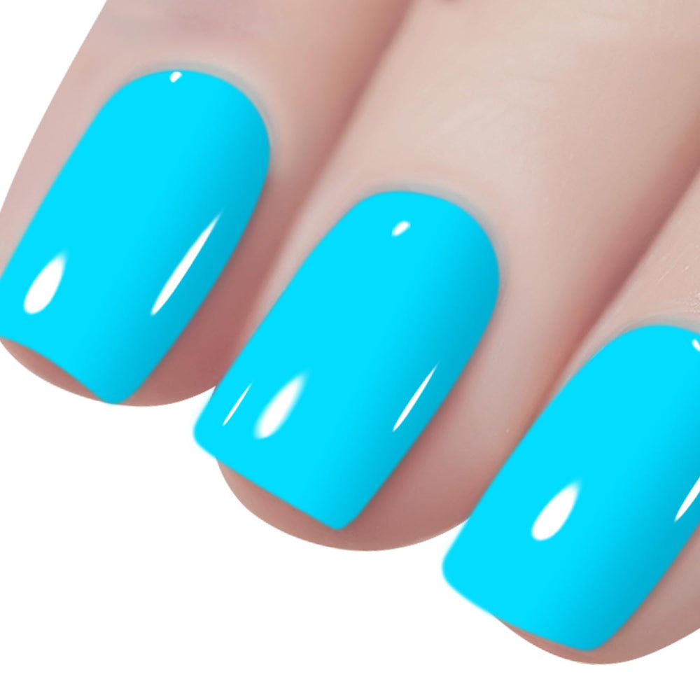 Vishine brush stroke of sky blue gel showing smooth, streak-free application