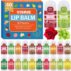 VISRIE front packaging showing 40 mini lip balms, convenient bulk gifting