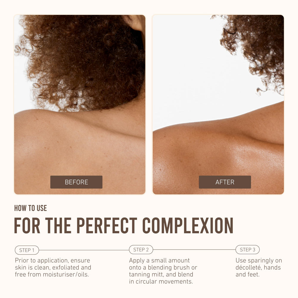 VITA LIBERATA décolleté detail demonstrating natural bronze and skin-smoothing effect