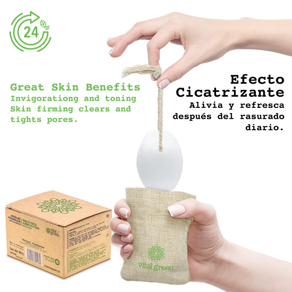 Vital Green bar inside natural jute pouch demonstrating plastic-free packaging