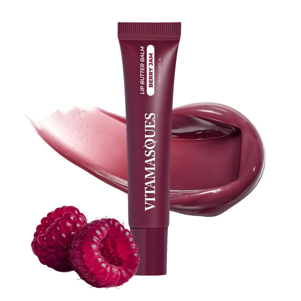 Vitamasques front tube showing Berry Jam tint and portable design benefit