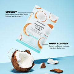 Vitamasques model wearing sheet mask illustrating instant hydration effect
