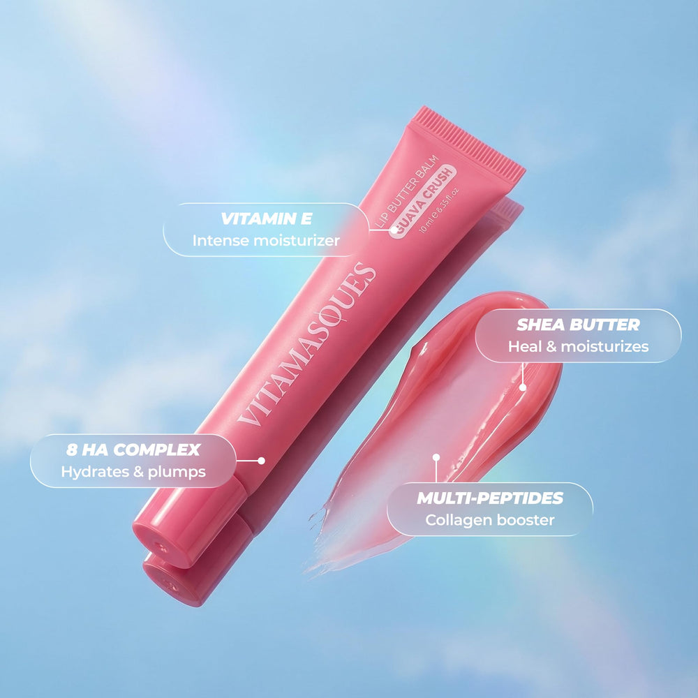 Vitamasques lip swatch on hand showing sheer pink tint benefit