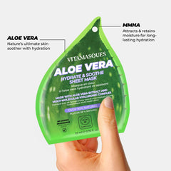 Vitamasques three-mask pack next to a ruler showing compact travel-friendly benefit