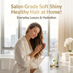 VITAMINS hair cosmetics being applied in shower illustrating treatment use