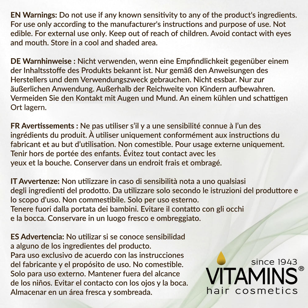 VITAMINS hair cosmetics styled hair showing smooth shiny finished look