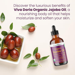 Viva Doria oil poured into palm demonstrating easy skin absorption and nourishment