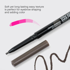 Vivienne Sabó spoolie brush close-up blending pencil strokes for natural-looking brows