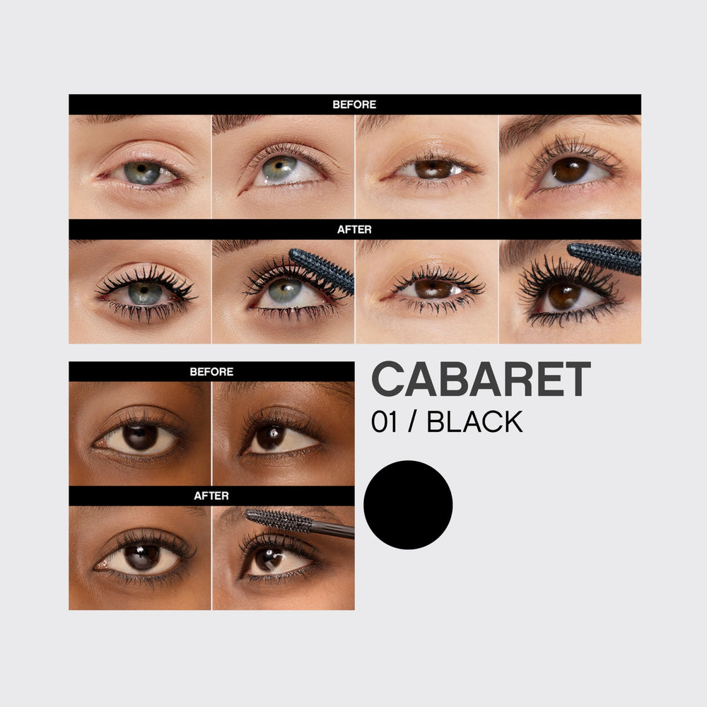 Vivienne Sabó on model eyelashes showing lifted length and volumizing benefit