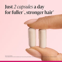 Viviscal tablets next to bottle illustrating count and monthly supply