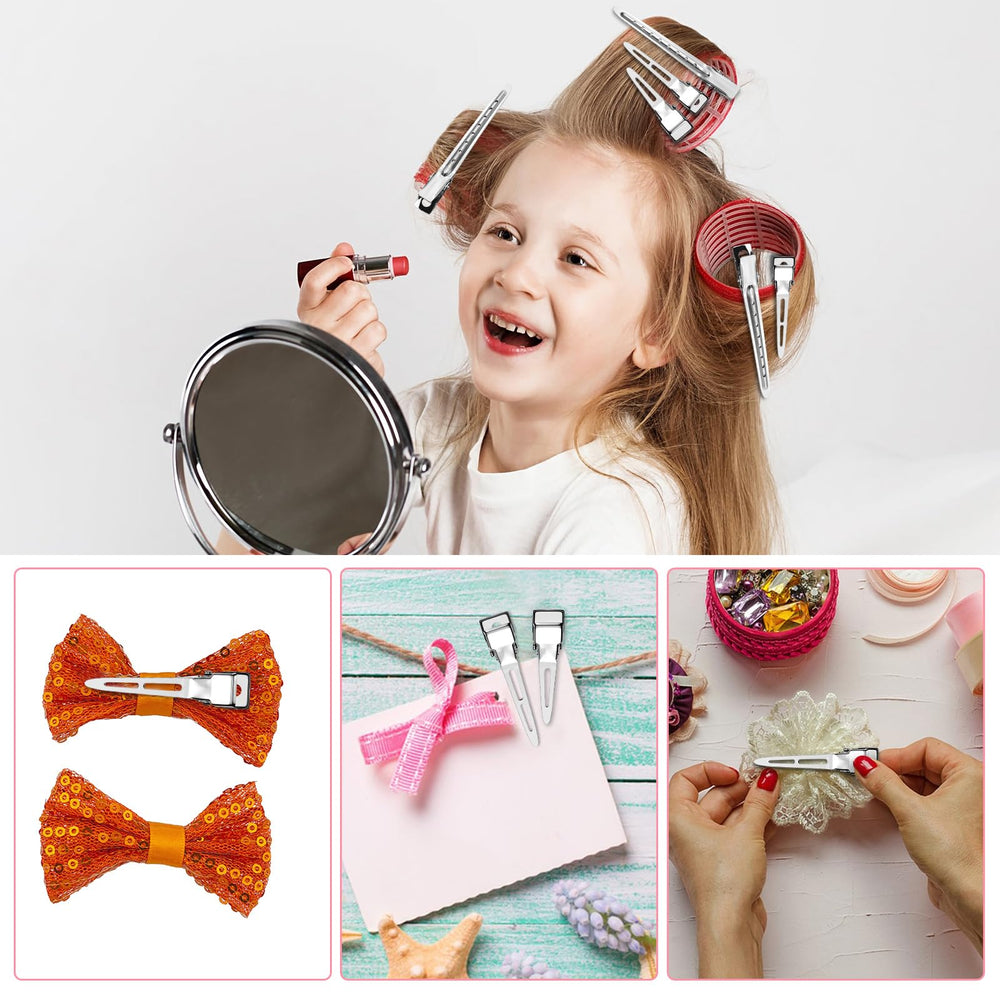 Viywicz small clips holding bangs away from face for neat makeup application