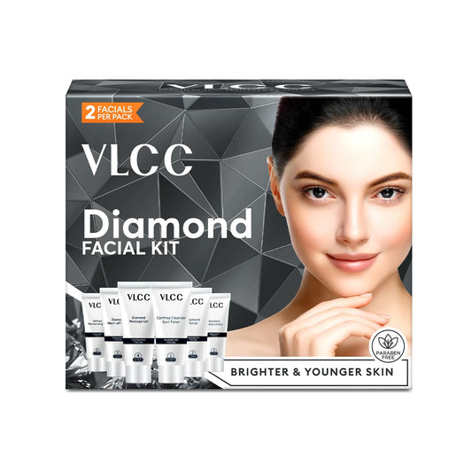 vlcc front packaging showing kit contents and benefit of salon-style facial