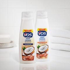 VO5 bottle held in hand for size comparison showing convenient 15 oz travel-ready bottle