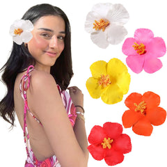 VOBOBE front view of five colorful flower clips showing vibrant colors and packaging benefit