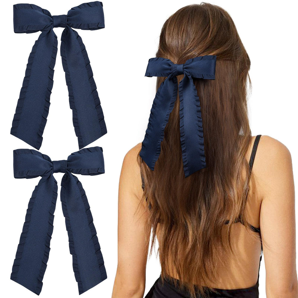 VOBOBE front view navy bow adding elegant polish