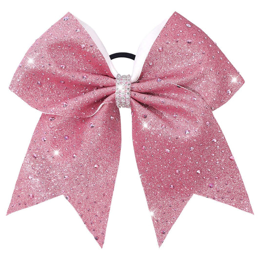 VOBOBE front view pink glitter bow showing full shape and sparkle