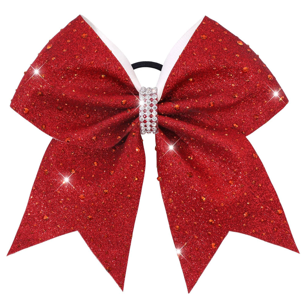 VOBOBE front view red glitter bow showing bright color and polished look