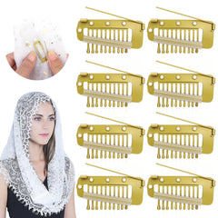 Vodolo front view of gold chunni clips pack shows elegant finish and portability