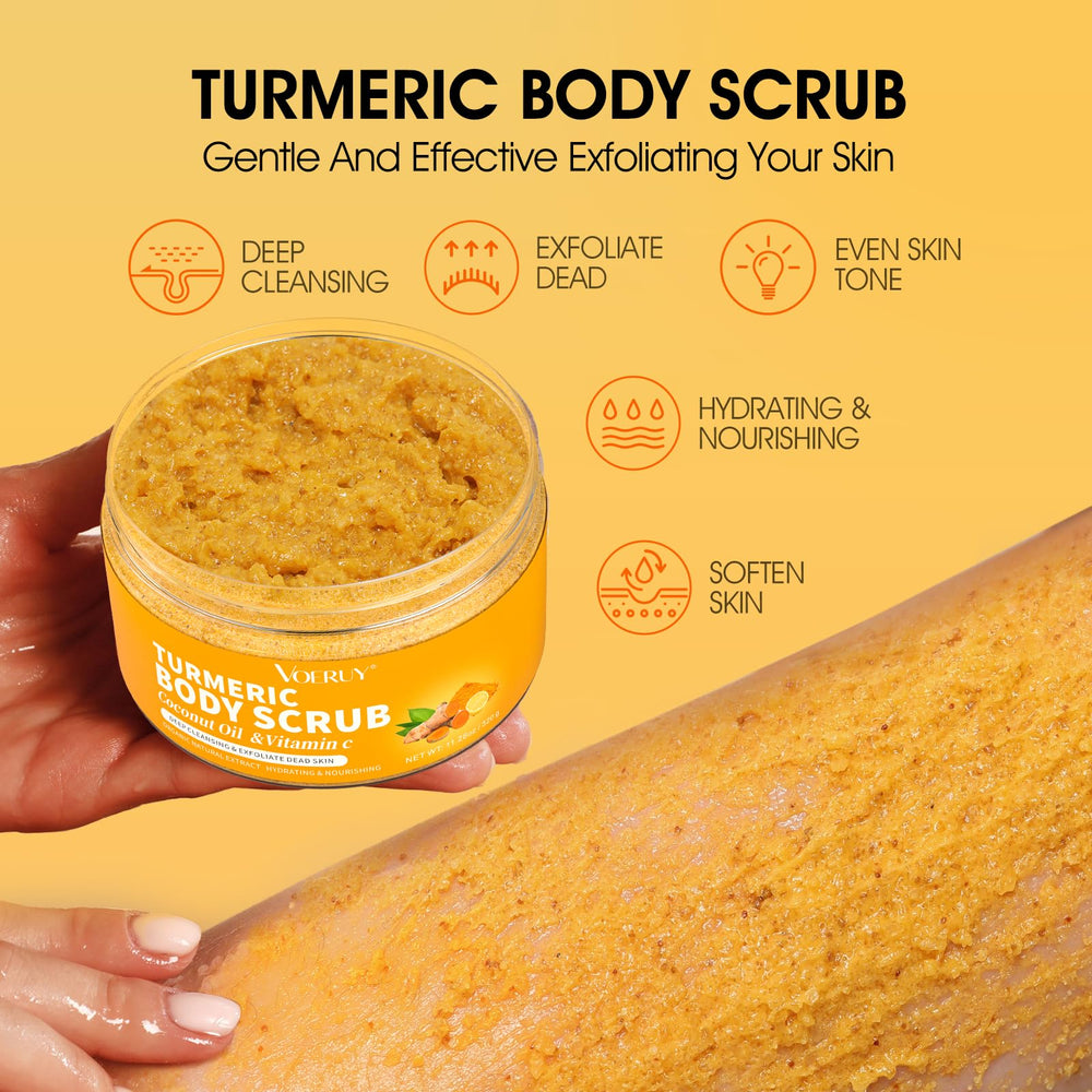 VOERUY applying scrub to bikini area demonstrating gentle exfoliation and care