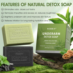 VOERUY green tea bar close-up with walnut exfoliant for smoother skin