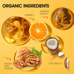 VOERUY close-up texture of turmeric salt scrub highlighting gentle polishing action