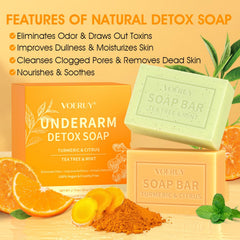 VOERUY turmeric and citrus bar close-up showing brightening texture and clarity