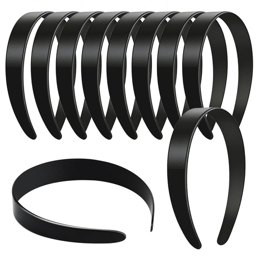 VOKOY front view of 12-pack black headbands shows ready-to-decorate set