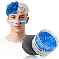 VOLLUCK blue pomade front pot showing color and compact size for travel