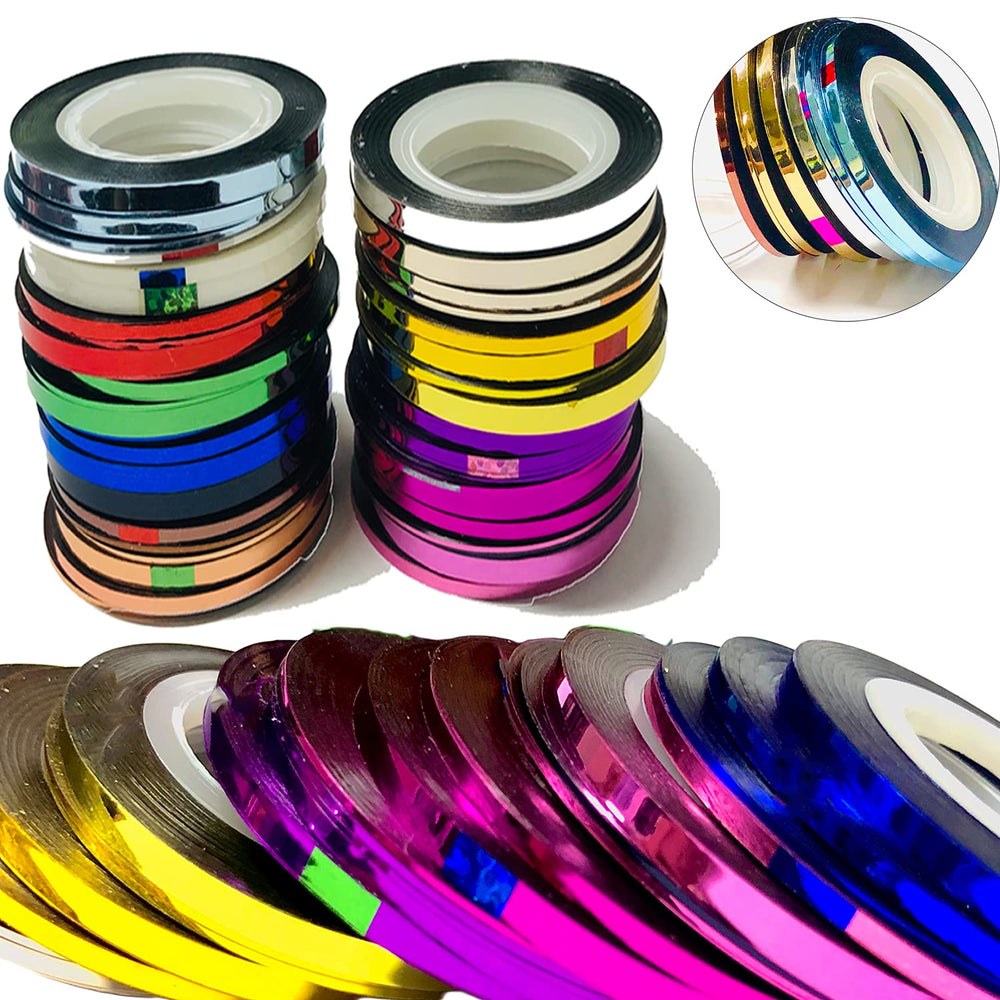 Vonrui front packaging showing 36 metallic striping tape rolls and colors for nail art