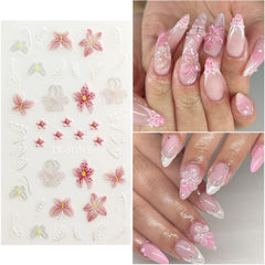 VOTACOS accent nail close-up highlighting pink flower decal for delicate focal detail