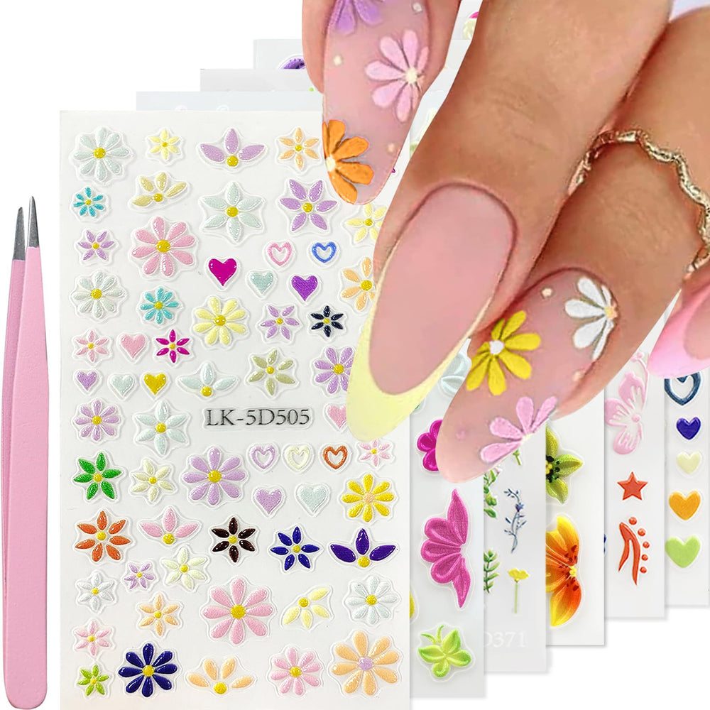 VOTACOS front packaging showing floral 5D stickers and included tweezers for easy styling