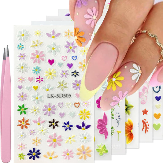 VOTACOS front packaging showing floral 5D stickers and included tweezers for easy styling