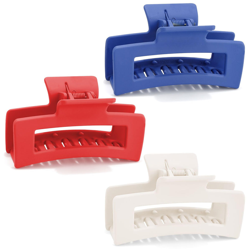 Vovii front view of American flag claw clips showing design and grip benefit