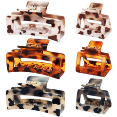 Vovii front view of 6-piece tortoise shell clips showing leopard pattern and set benefit