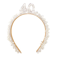 Vovii front view headband showing elegant pearl crown and festive look