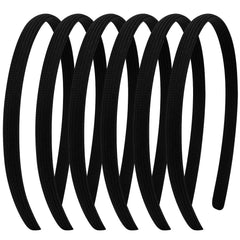Vovii front view pack of six thin black headbands showing neat compact storage and convenience