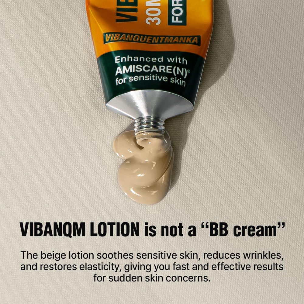 VQM lotion spread on hand demonstrating absorption and lightweight feel