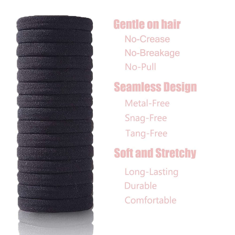 Vrose Flosi ponytail in use on curly hair illustrating secure all-day hold