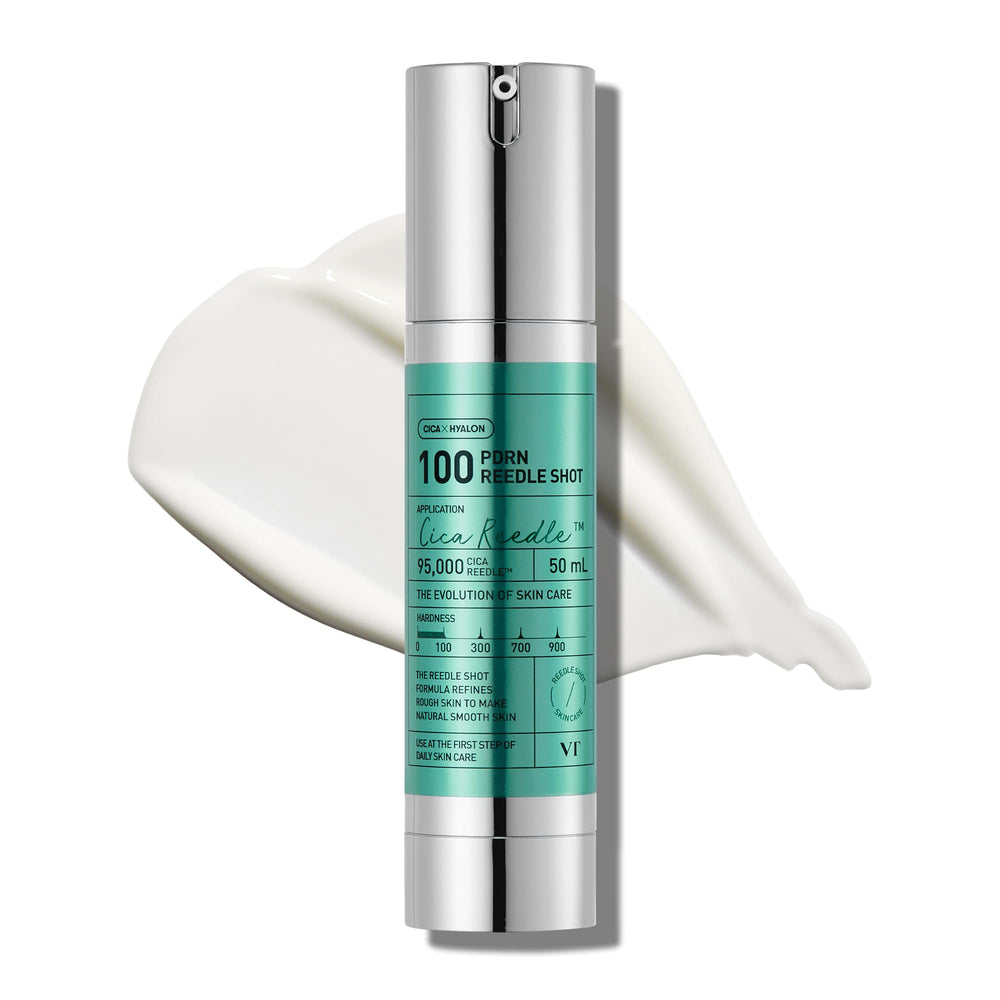VT COSMETICS Reedle Shot front packaging showing bottle and label, highlights vegan PDRN benefits