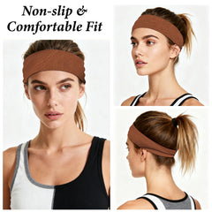Vylxuxa headband worn during yoga demonstrating secure non-slip fit for workouts