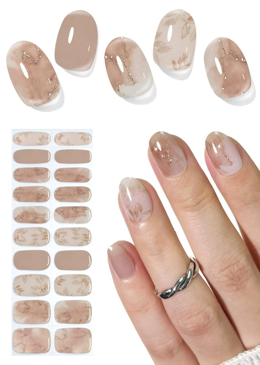 Wahrshei front packaging showing 20 gel nail strips and included tools for quick application