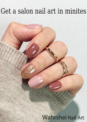 Wahrshei close texture view of camel glitter finish demonstrating high-shine effect