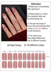 Wahrshei close-up of gel strip texture highlighting shimmer and glossy finish advantage
