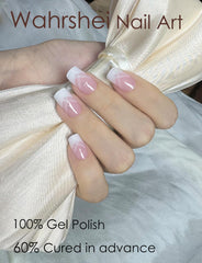 Wahrshei cured finish under UV lamp displaying glossy, durable-looking manicure