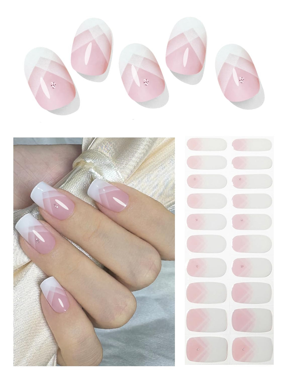 Wahrshei front packaging showing 20 gel strips and included tools for quick application