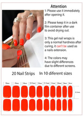 Wahrshei gel strip applied on a fingernail in hand, easy DIY application and neat edges